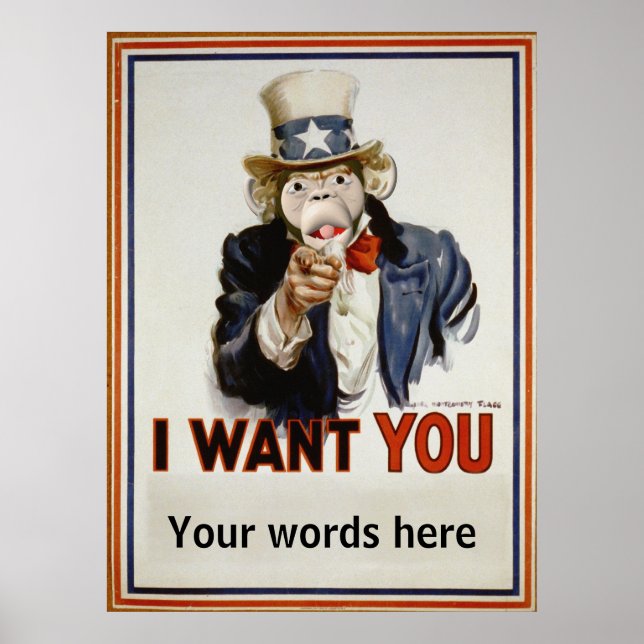Monkey Uncle Sam Poster (Vorne)