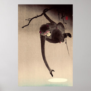 Monkey und Moon Ohara Koson Anfang des 20. Jahrhun Poster