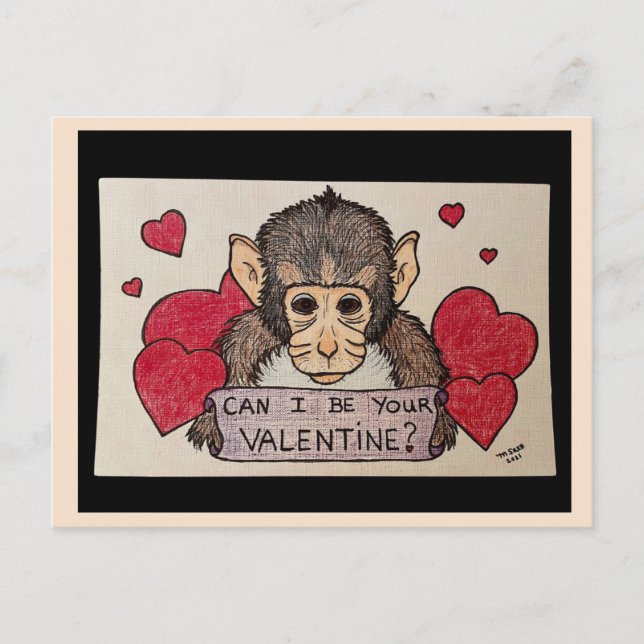 Monkey Valentine Postkarte (Vorderseite)