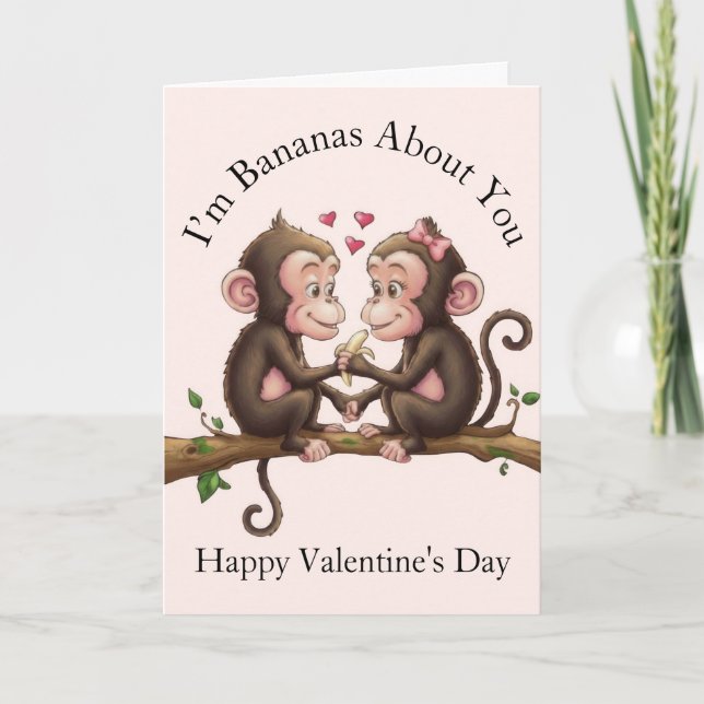 Monkey Valentine's Day Karte (Vorderseite)