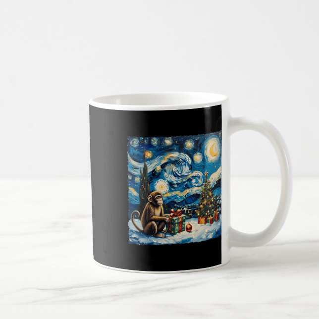 Monkey Van Gogh Style Starry Night Christmas Winte Kaffeetasse (Rechts)