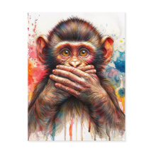Monkey Watercolor spricht keine böse Kunst