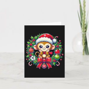 Monkey Weihnachtsmannmütze Weihnachten Weihnachten Karte