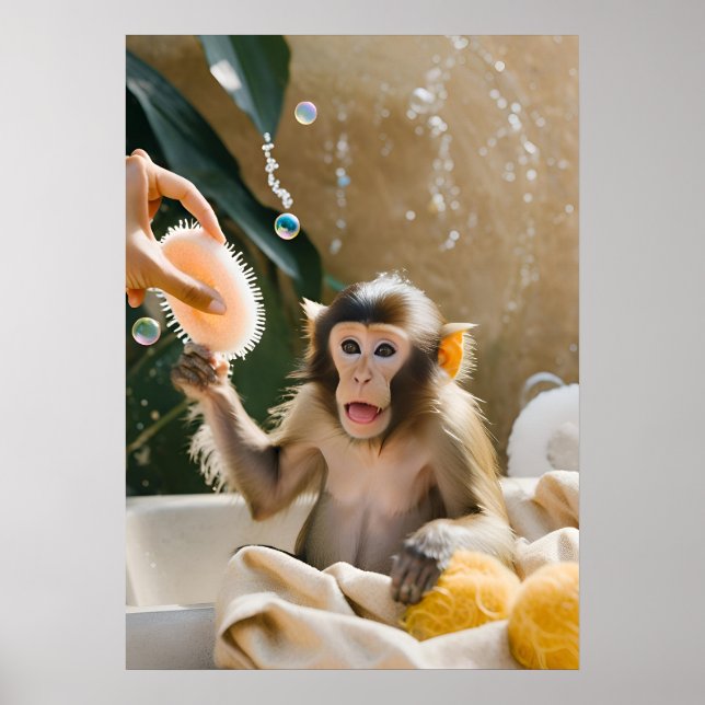 Monkey Whimsical Art Poster Geschenk für sie (Vorne)
