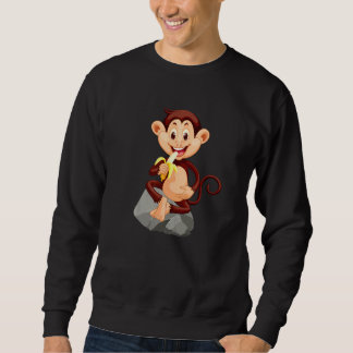 Monkey with banana cute monkey   sweatshirt