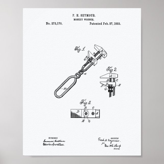 Monkey Wrench 1883 Weißbuch zum Thema Patentkunst Poster (Vorne)