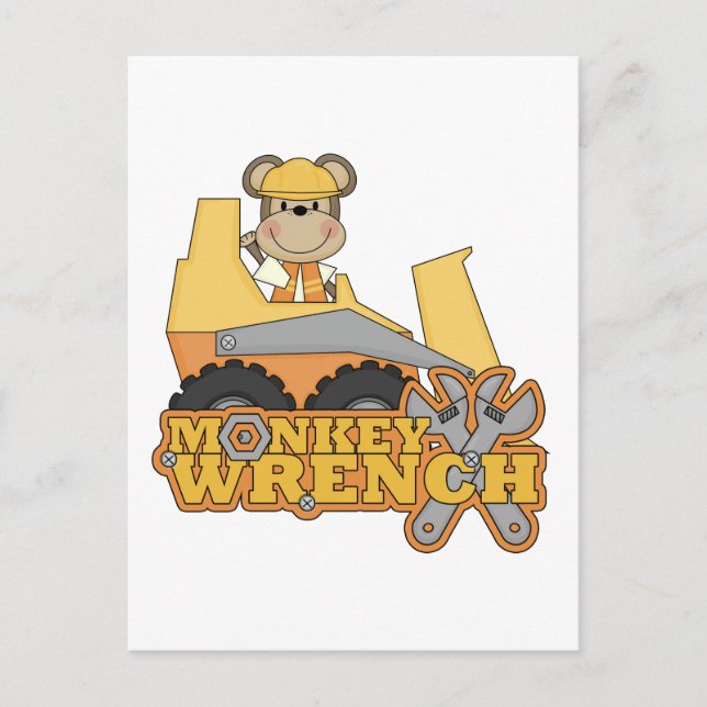 Monkey Wrench Bulldozer-T - Shirt und Geschenke Postkarte (Vorderseite)