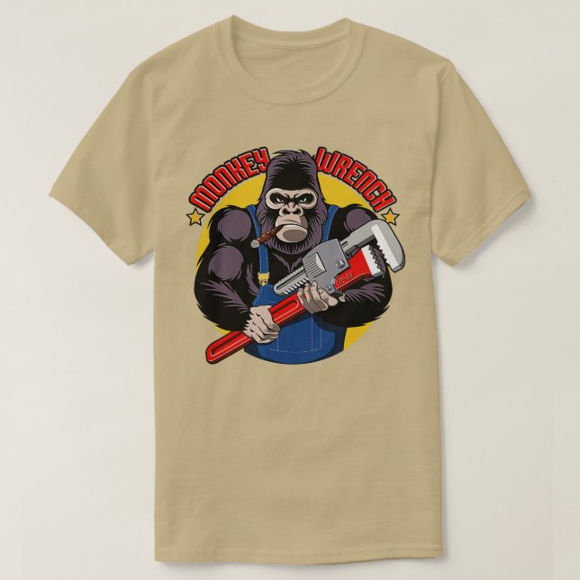 Monkey Wrench Mechanische Fette Monkey Car Reparat T-Shirt (Design vorne)
