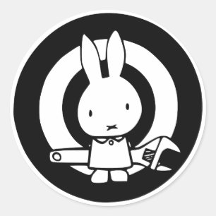 Monkey Wrench Rabbit Runder Aufkleber