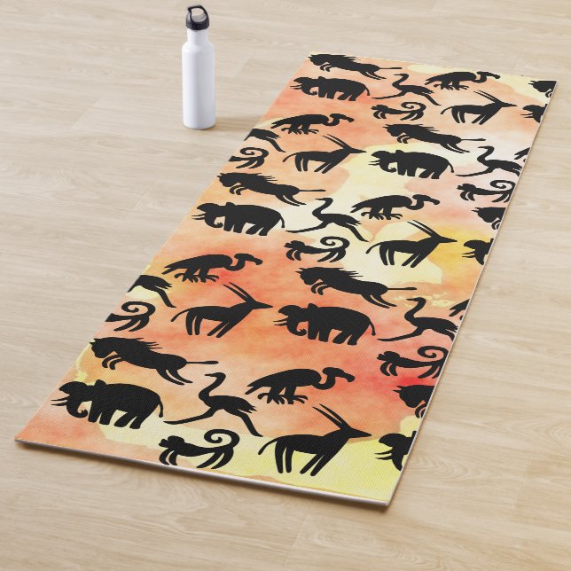Monkey Zebra Safari Animals Orange Yogamatte (Beispiel)