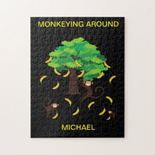 "Monkeying Around" Puzzle mit Kindernamen.