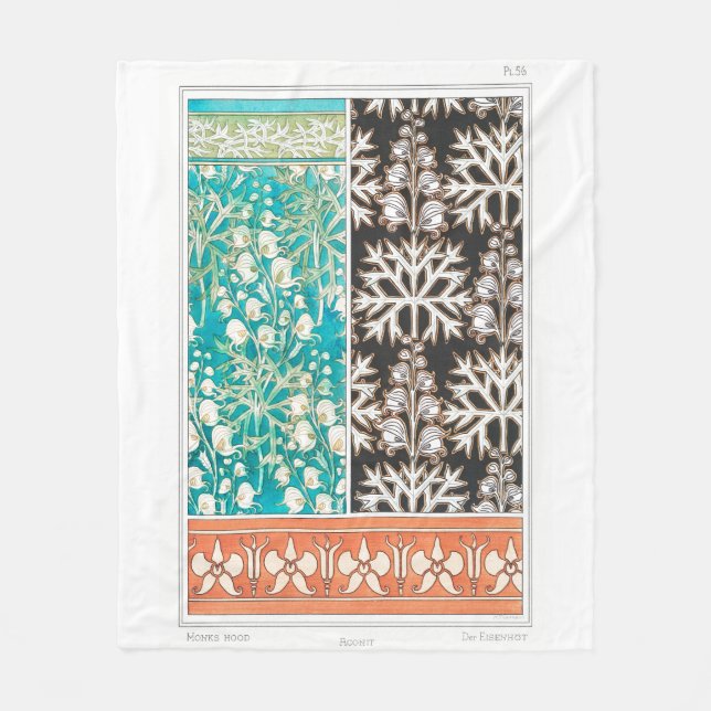 Monkshood wolfsbane Pflanze Art nouveau verneuil Fleecedecke (Vorderseite)