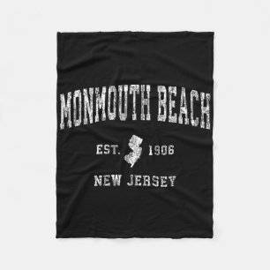 Monmouth Beach New Jersey Nj Vintage Athletik Spor Fleecedecke