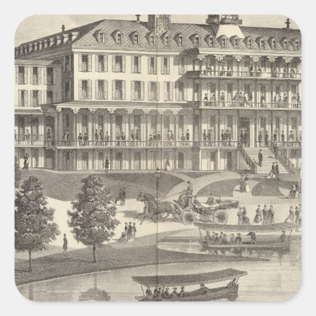 Monmouth House, Spring Lake Beach, New Jersey Quadratischer Aufkleber (Vorderseite)