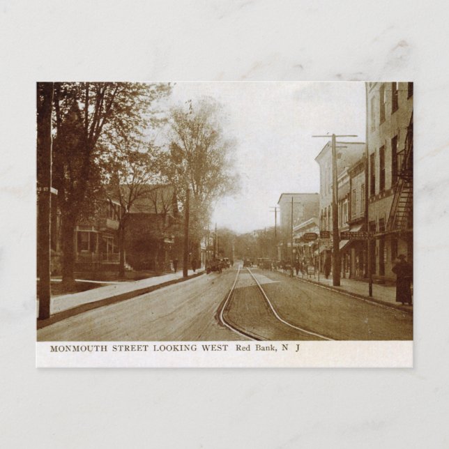 Monmouth St., Red Bank, NJ Vintag Postkarte (Vorderseite)