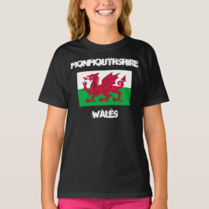 Monmouthshire, Wales mit walisischer Flagge T-Shirt