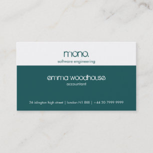 Mono Aquamarin & White Business Card Visitenkarte