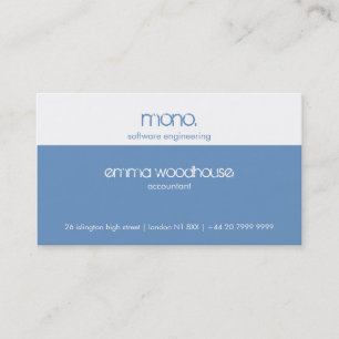 Mono Cornflower Blue & White Business Card Visitenkarte