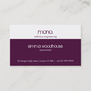 Mono Eggpflanze Lila & White Business Card Visitenkarte