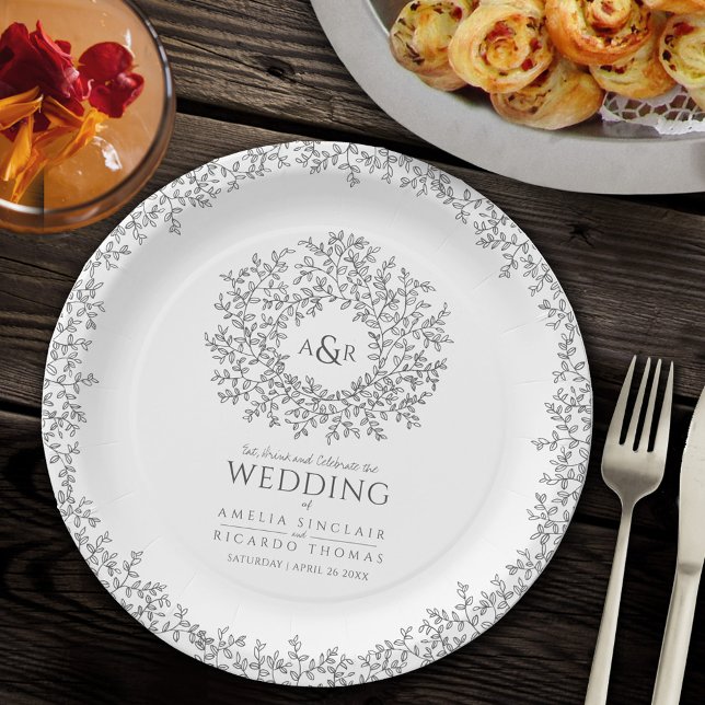 Mono-Kreis-Blatt zeichnend Mono-Hochzeit Pappteller (Von Creator hochgeladen)