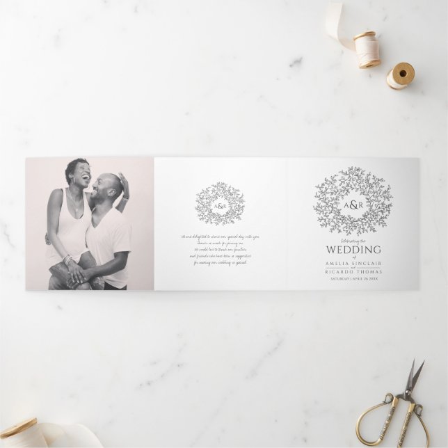 Mono Mono Mono Art Story Widding Foto Dreifach-gefaltete Programmkarte (Außenbereich)