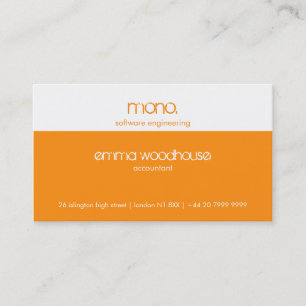 Mono Orange & White Business Card Visitenkarte