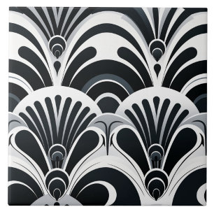 Monochrom Art Deco, kühl und dramatisch Fliese