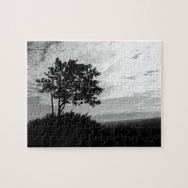 Monochrom der Baum-Silhouette Puzzle (Horizontal)