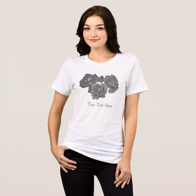 Monochrom der Rose Bud-Blume auf Pfefferminzgrün Tri-Blend Shirt (Vorderseite voll)
