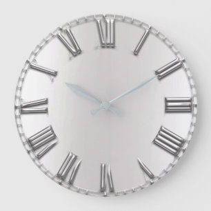 Monochrom graue metallische graue silberne große wanduhr
