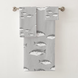 Monochrom-Graufisch Badhandtuch Set