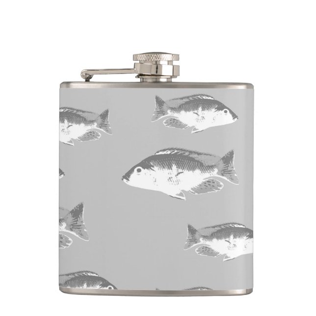 Monochrom-Graufisch Flachmann (Vorderseite)
