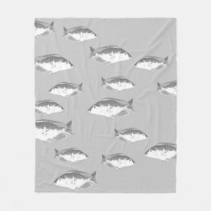 Monochrom-Graufisch Fleecedecke