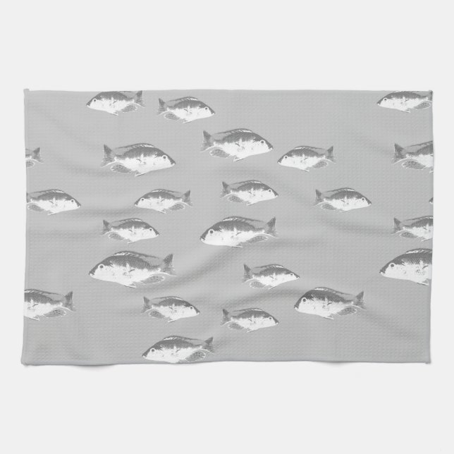 Monochrom-Graufisch Geschirrtuch (Horizontal)