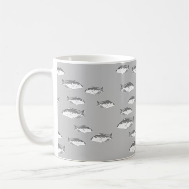 Monochrom-Graufisch Kaffeetasse (Links)