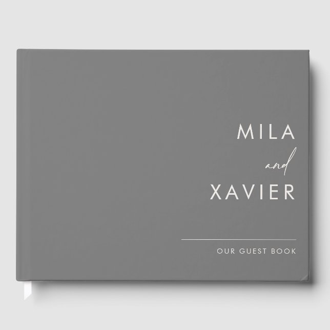 Monochrom | Modernes Minimal Wedding Guestbook Gästebuch (Vorderseite)