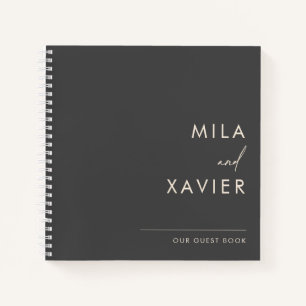 Monochrom Modernes Minimales Gästebuch für Hochz Notizbuch