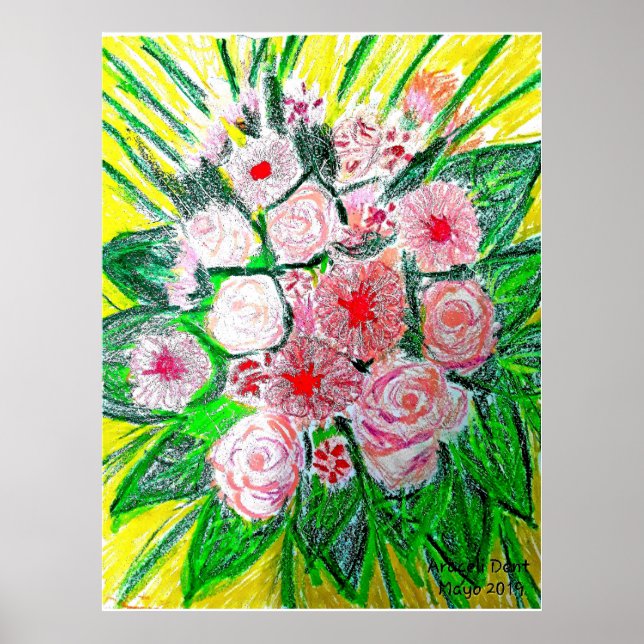 Monochrom, Rosen, Dianthus caryophyllus, Gerb Poster (Vorne)