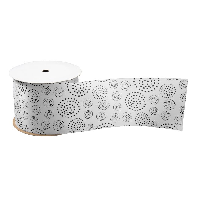 Monochromatic Black Geometric Swirls Pattern Satinband (Spule)