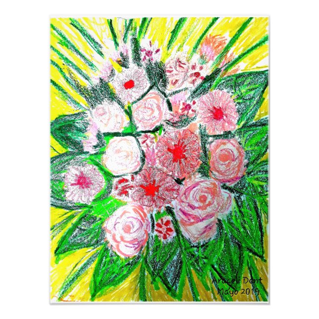 Monochromatic, Rosas, Dianthus caryophyllus,  Gerb Fotodruck (Vorne)