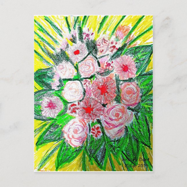 Monochromatic, Rosas, Dianthus caryophyllus,  Gerb Postkarte (Vorderseite)