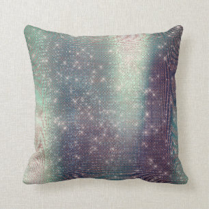 Monochromatisch rosa Aquamarine Metallic-Funkelnd  Kissen