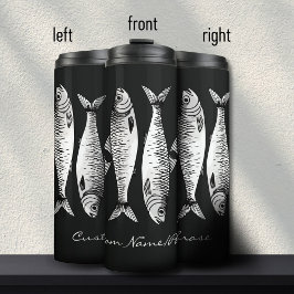 Monochromatisch Schwarz-weiß Sardine Art Individue Thermosbecher
