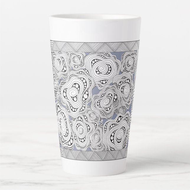 Monochromatische Abstrakte Foral Latte-Tasse Milchtasse (Vorderseite)
