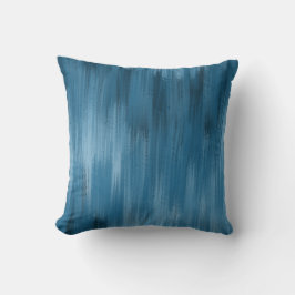 Monochromatische Abstrakte Pinselstriche, blau Kissen