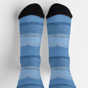 Monochromatische blaue Wasserfarbenstreifen Socken