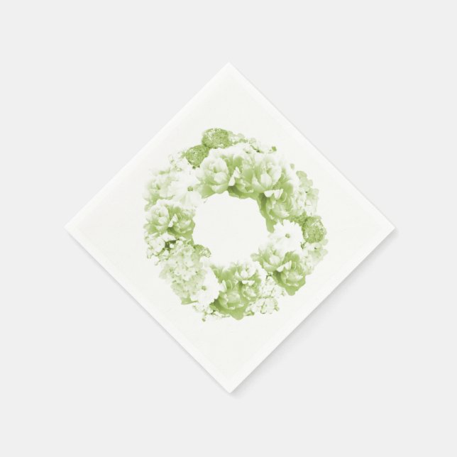 Monochromatische Celery Green Wreath Paper Napkins Serviette (Ecke)