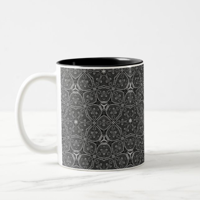 Monochromatische Filigree-Kaffee-Tasse Zweifarbige Tasse (Links)