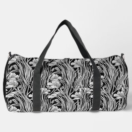 Monochromatische Linie Art Floral Duffle Bag