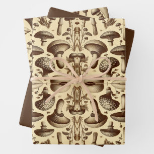 Monochromatische Pilze Geschenkpapier Set